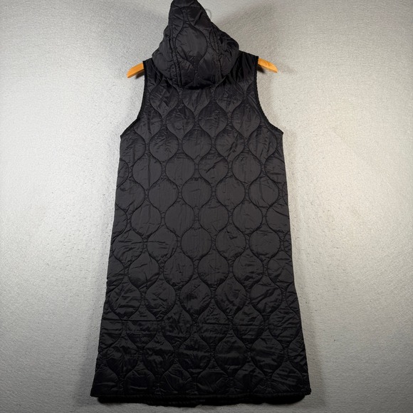 Dylan Los Angeles Black Quilted Hooded Long Vest Jacket‎ XS Made in China - Picture 2 of 9